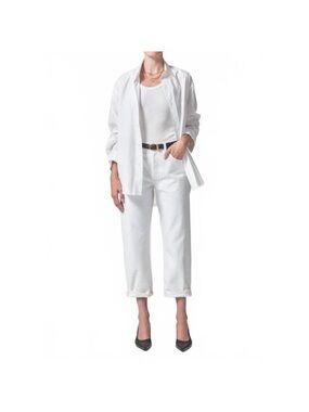 Citizens of Humanity Dahlia Bow Leg Baby Roll Jeans in Pashmina Ivory Sz 28 NWT
